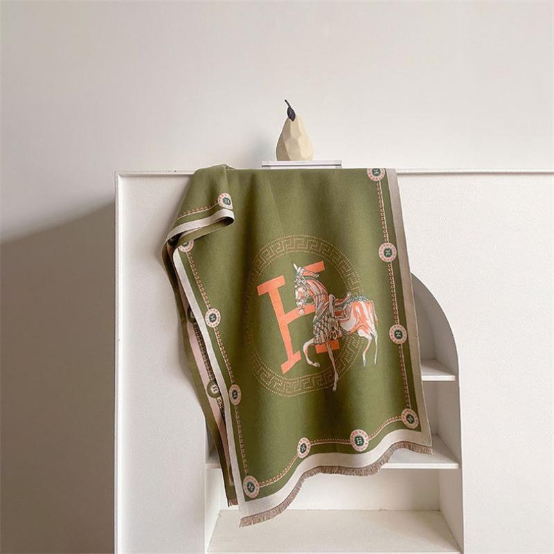 Зимний универсальный утолщенный шаль из искусственного кашемира для офиса, с высококлассным модным шарфом, женский, с ощущением высокого класса