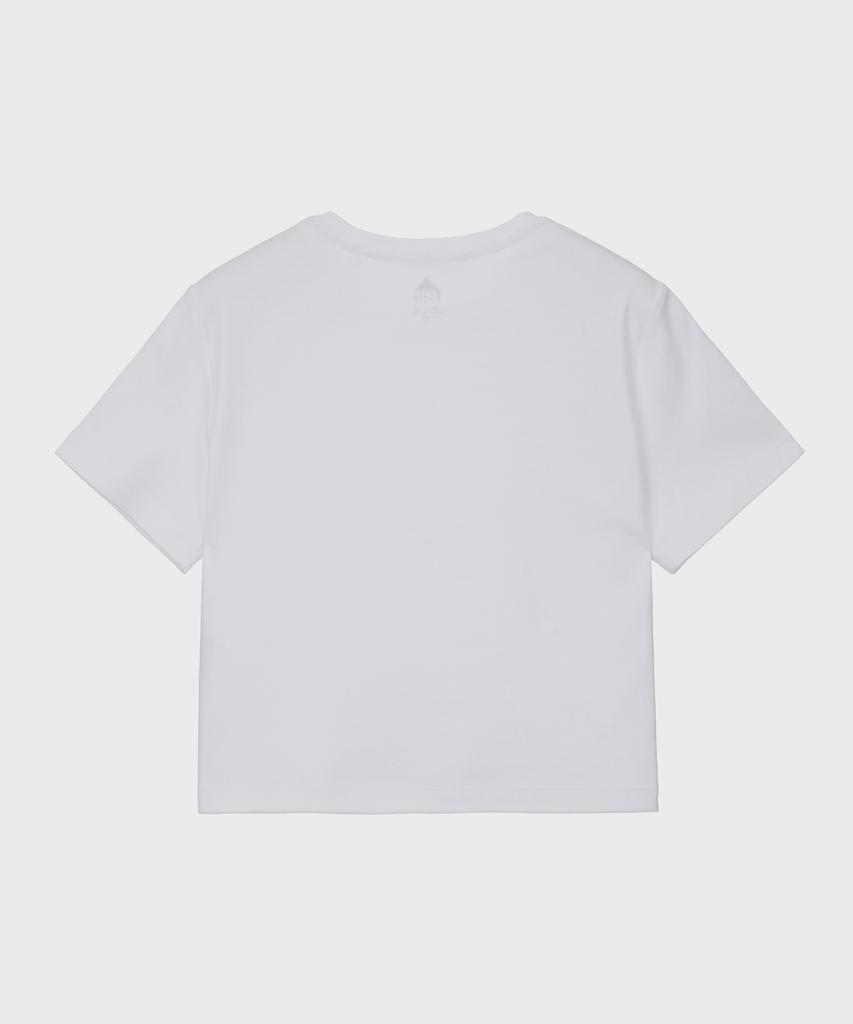 BASIC HOUSE Women'S Round Cropped Short Sleeve T-Shirt White Lats0202