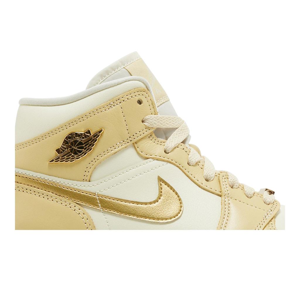 Женские Air Jordan 1 Mid 'Pale Vanilla Gold' (женские размеры) Бледно-ванильные винтажные баскетбольные кроссовки FB9892 200