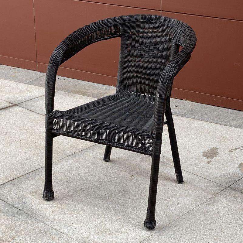 Трехкомпонентный ротанговый комплект для улицы: Складной плетеный стул со спинкой и журнальный столик для балкона или дома