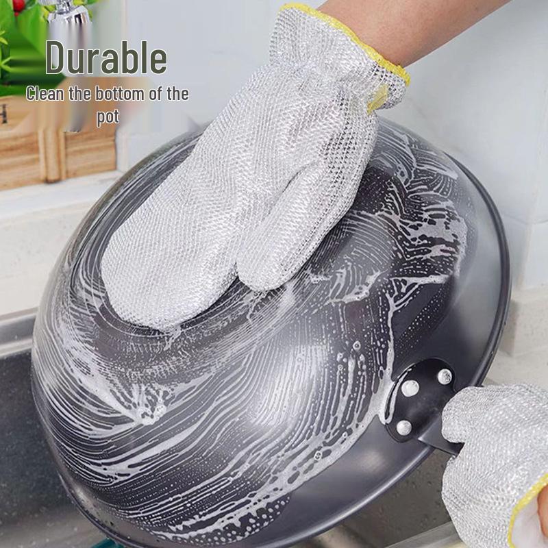 Oil-Proof Waterproof Dishwashing Gloves with Heat-Insulating Brush - Non-Wool, Wear-Resistant for Household Cleaning
