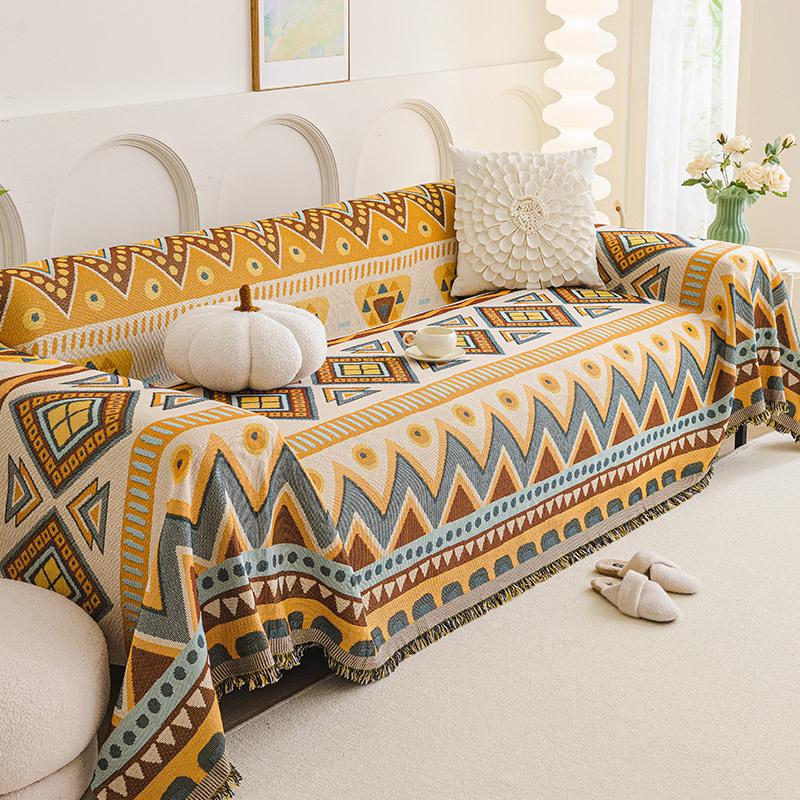 Винтажное шенилловое полотенце для дивана, жаккардовое, четыре сезона, универсальное одеяло для дивана, цельное полотенце с кисточками и каймой, в комплекте, чехол