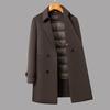 Men's 100% Wool Double-Breasted Overcoat with Detachable Goose Down Liner