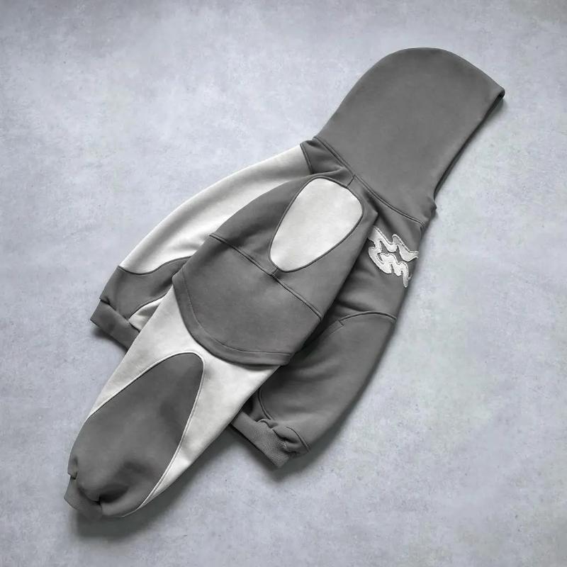 Y2K Harajuku модный дизайн нашивка ретро панк с капюшоном длинный рукав свободная уличная спортивная рубашка большого размера