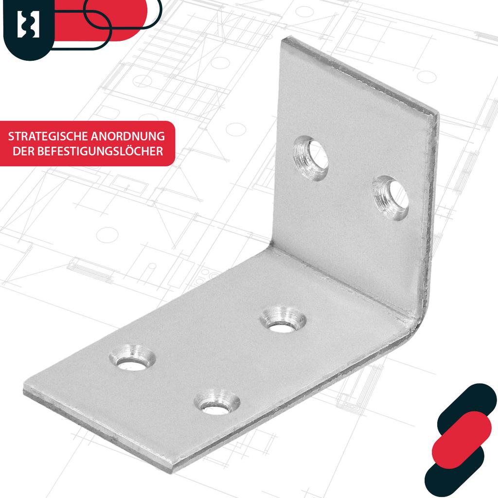 KOTARBAU® Carpenter's Square Construction Connector Stainless Steel Galvanized 30 X 45 X 25 MM Set of 12 PCS