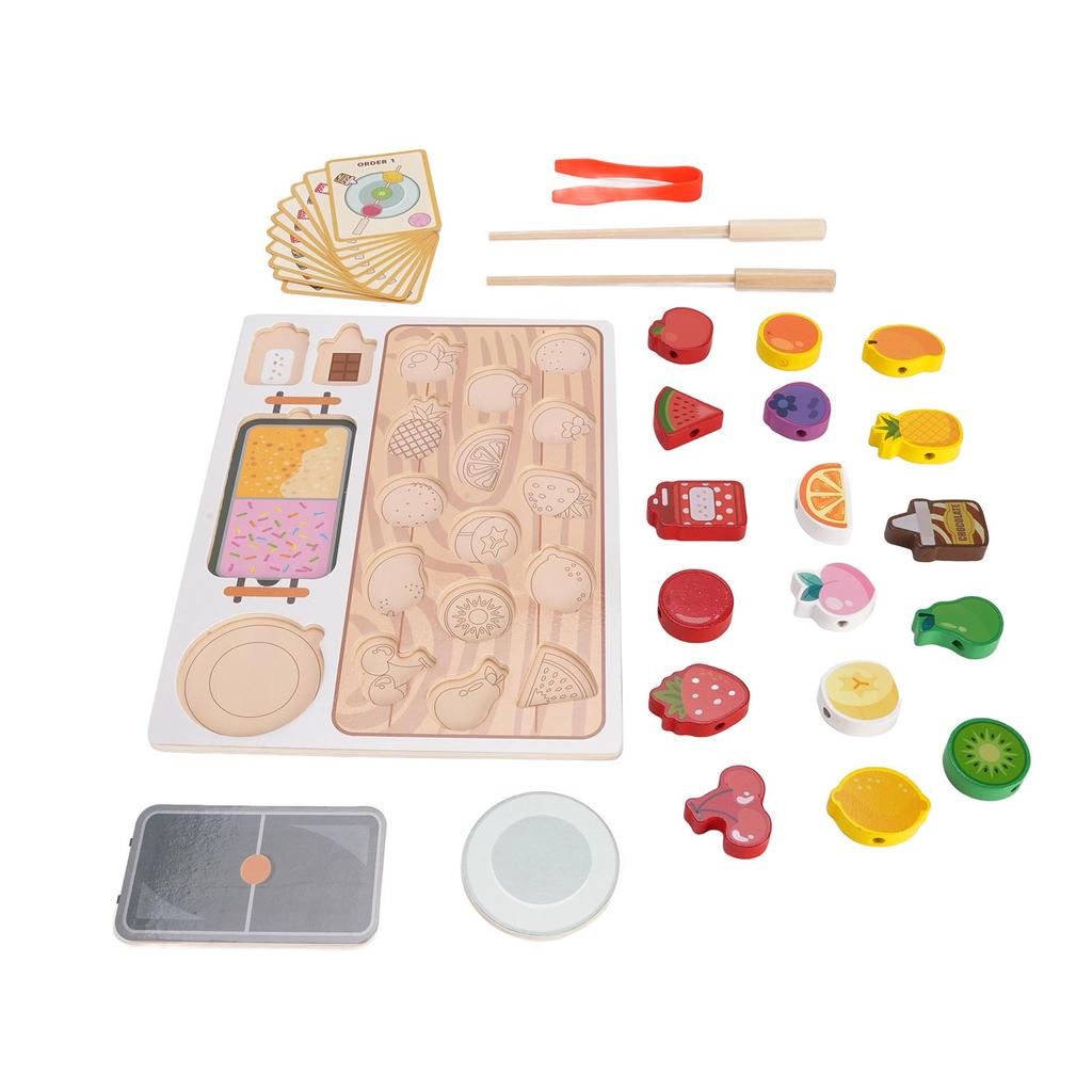 Деревянные игрушки-шампуры для фруктов, имитация деревянных фруктов, развивающие игрушки для детей