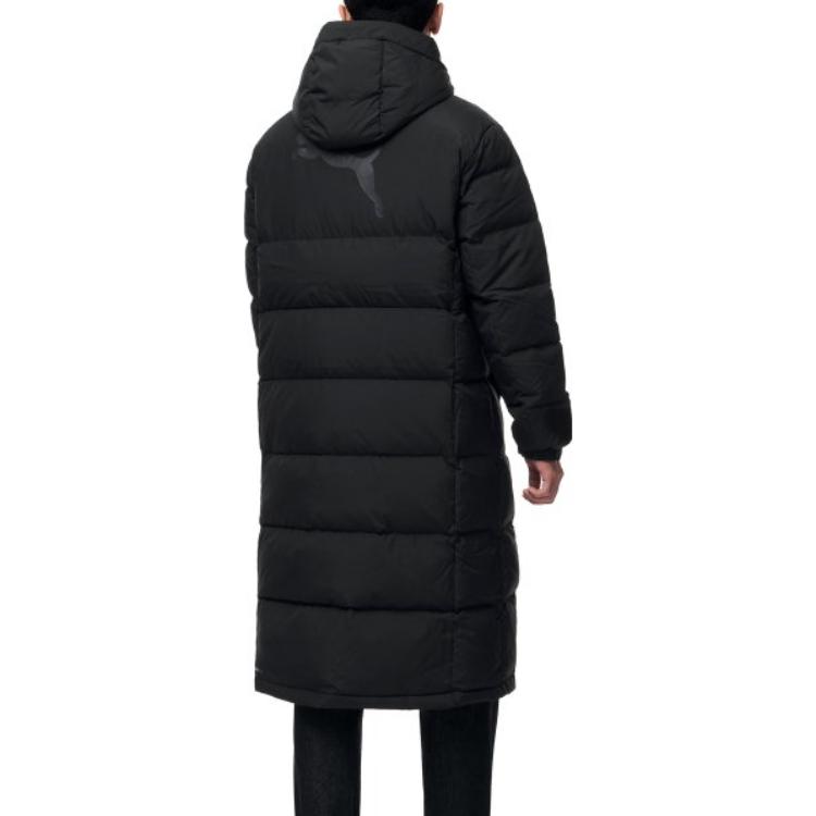 Puma Letter Print Long Hooded Down Jacket Unisex Outerwear Black 932547-01