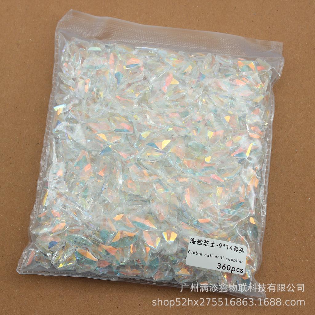 Целая упаковка из 360 кристаллов с острым дном в виде морской соли и сыра, бриллиантов, толстых квадратных, с кривым сердцем, украшений для дизайна ногтей