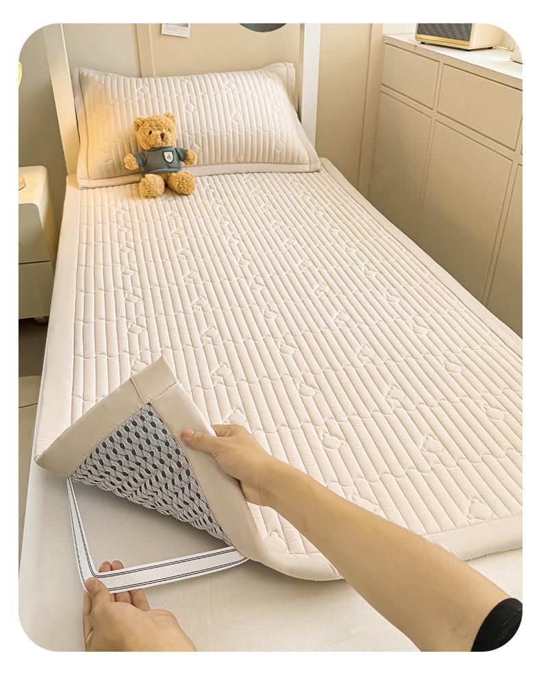 Quilted Dormitory Bed Mat Set: Thin Pad, Bunk and Double Bed Protector, Pillowcase, Mattress Cover