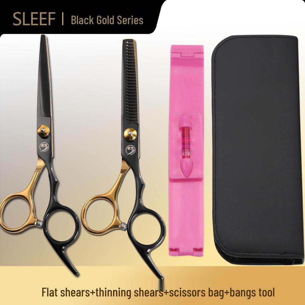 Black Gold Hairdressing Scissors & Thinning Shears for Women's At-Home Haircuts