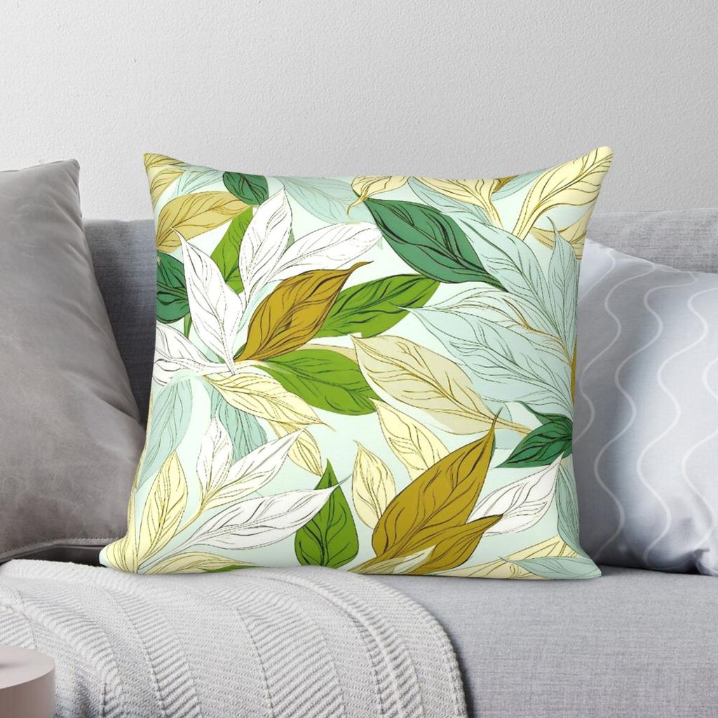 Leaf Sage Beige Wholesome Pillowcase Polyester Linen Velvet Creative Zip Decorative Pillow Case Home Cushion Case
