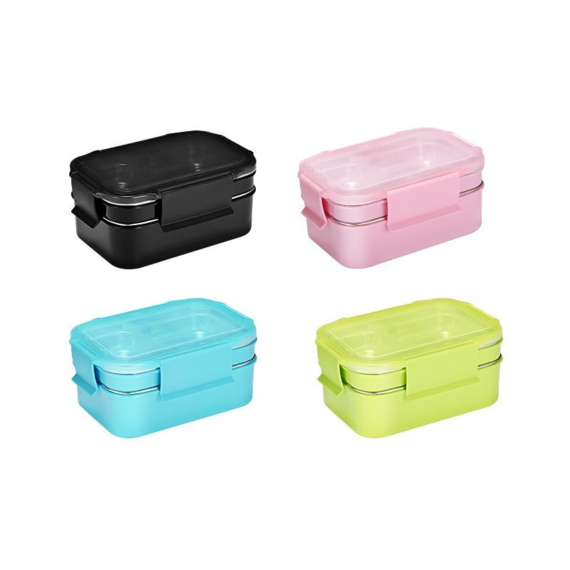 Двойной слой Bento Lunch Box PP Cute Meal Box 304 Посуда из нержавеющей стали