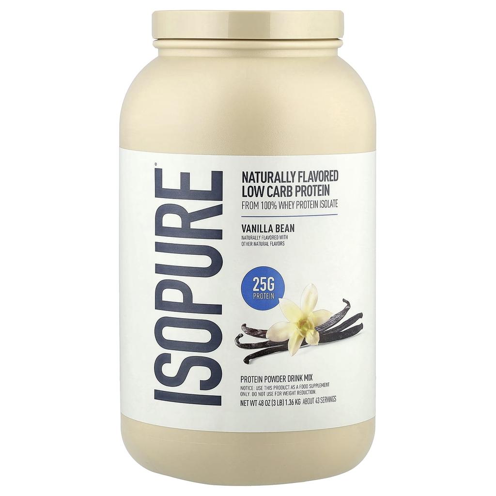 Isopure, Low-Carb Protein Powder, Vanilla Bean, 1.36 kg (3 lb)