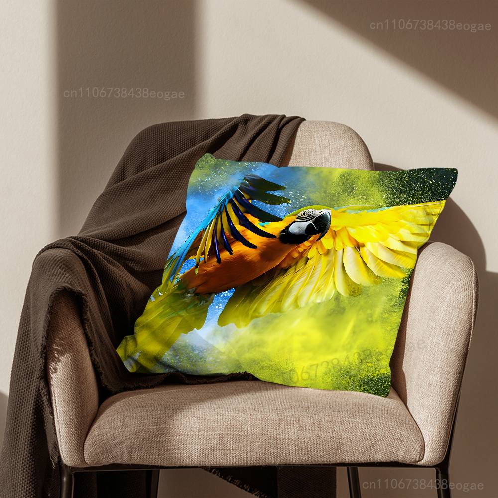 Арт Птица Попугай Наволочка Для Гостиной Подушка На Диван Подходит Для Украшения Дома Спальни И Защиты