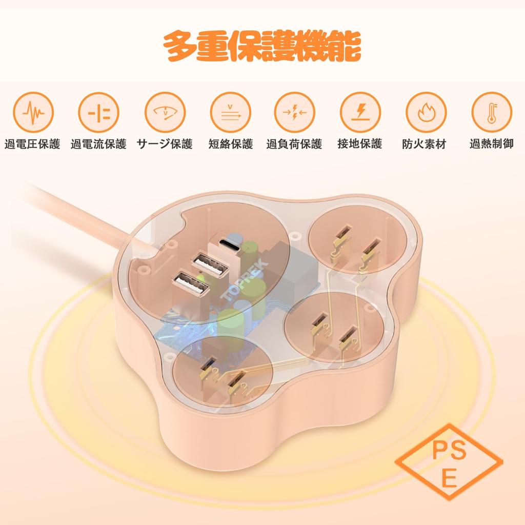 TOPREK Cat Paw Power Tap розовый USB-удлинитель с 3 портами 3 20 Вт быстрая вилка защита от перенапряжения молнии небольшой легкий бизнес прочный 1,5 м