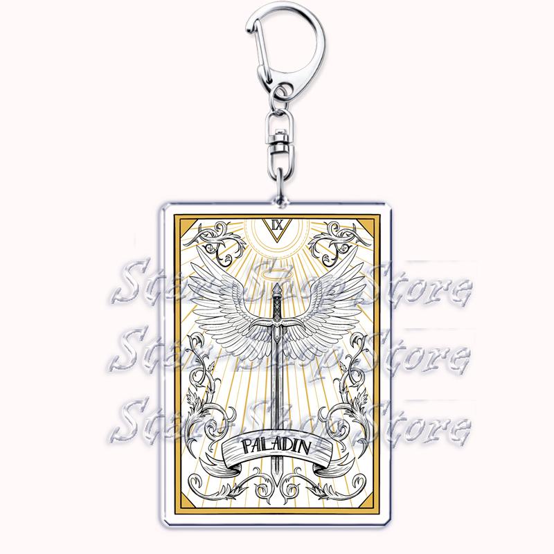 Popular Culture Halloween Tarot Card Keychains for Accessories Moon Luna Death Keyring Jewelry Fans Lovers Friends Reader Gifts