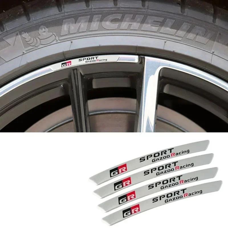 RE334pcs x Aluminium GR Sport Logo Wheel Rim Stickers Decals For Toyota GRSPORT Emblem Badge YARiS Corolla RAV4 Camry Prado Highland
