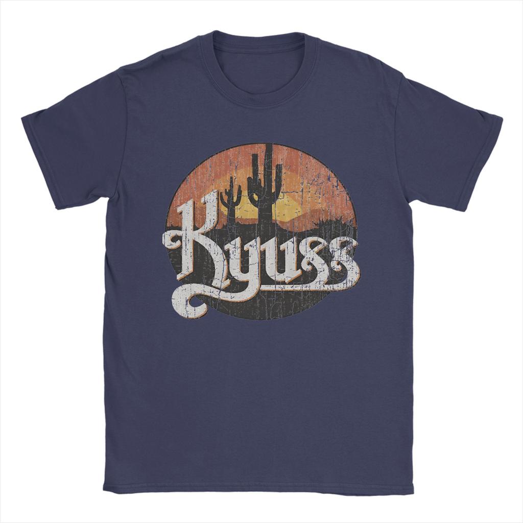 Men's T-Shirt Kyuss Sunset 1987 Queens Vintage Pure Cotton Tee Shirt Short Sleeve  T Shirts Round Collar Clothing 6XL