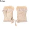 Fashion Winter Half Finger Fingerless Gloves Wrist Mitten Rabbit Fur Winter Glove