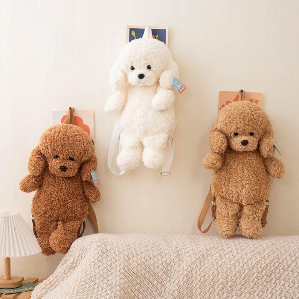 Cute Animals Dog Shoulders Bags Large Capacity Animal Plush Toys Dog Plush Backpack  Lady