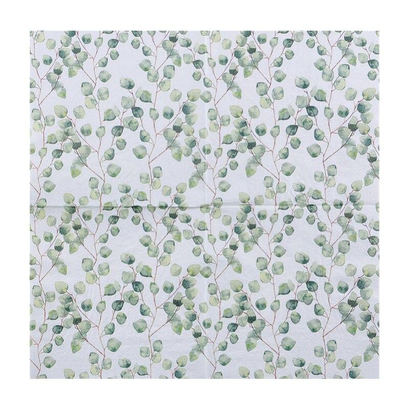 Disposable Party Napkin Double Layer 20 Pieces/Pack Eucalyptus Pattern