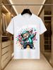 2026 New Arrival 100 Cotton Tshirt Hustle Gard Color Splash Hip Hop Bear Print American Street Loose Casual Short Sleeve Tee