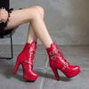 Sexy High Heel Ankle Boots 2025 Autumn Winter Thick with Short Boots 12 Cm Super High Heels Women's Boots Customized Botte Femme