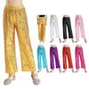 Kids Girls Sparkling Sequin Pants High Waist Elastic Waistband Loose Trousers Jazz Dance Stage Performance