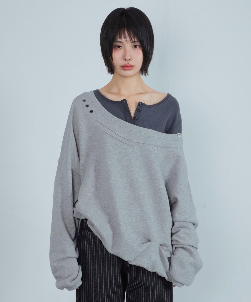 KIJIKO Ke312. Eyelet Pinch Sweatshirt Melange Gray