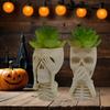 Halloween Skull Flower Pot No See Speak Hear Creepy Skull Planter Pot Home Balcony Garden Decoration Cactus Succulents Plants Container