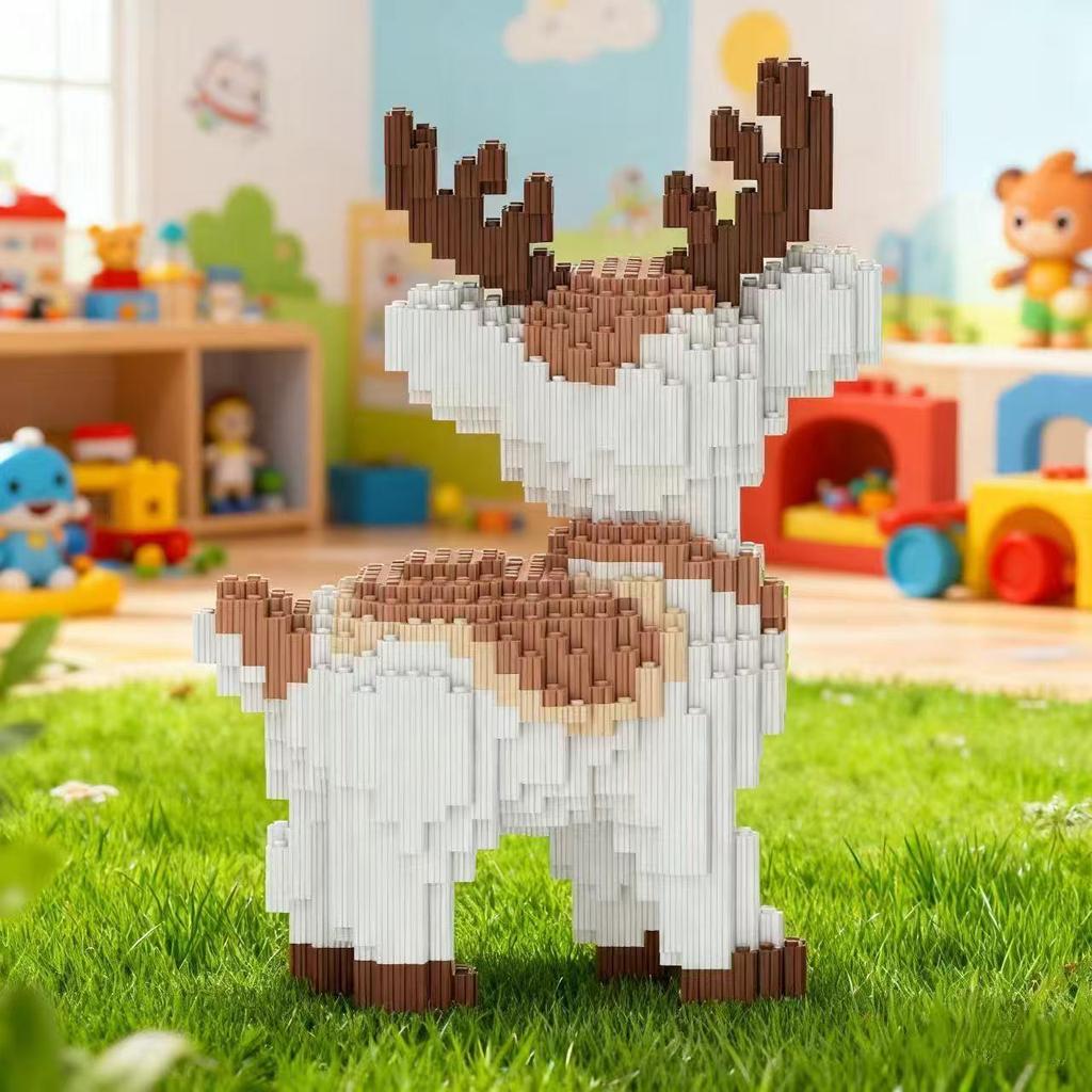 Новый Животное 3D Олень Оленёнок Милый Микро Алмазный Строительный Блок Мелкие Частицы Игрушки Детские Детские Подарки на День Рождения Домашнее Украшение
