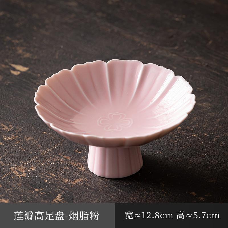 Китайская керамическая тарелка для фруктов на высокой ножке, тарелка для закусок в стиле дзен, тарелка для выпечки Будды, изысканная тарелка для закусок на высокой ножке, помолвочная тарелка