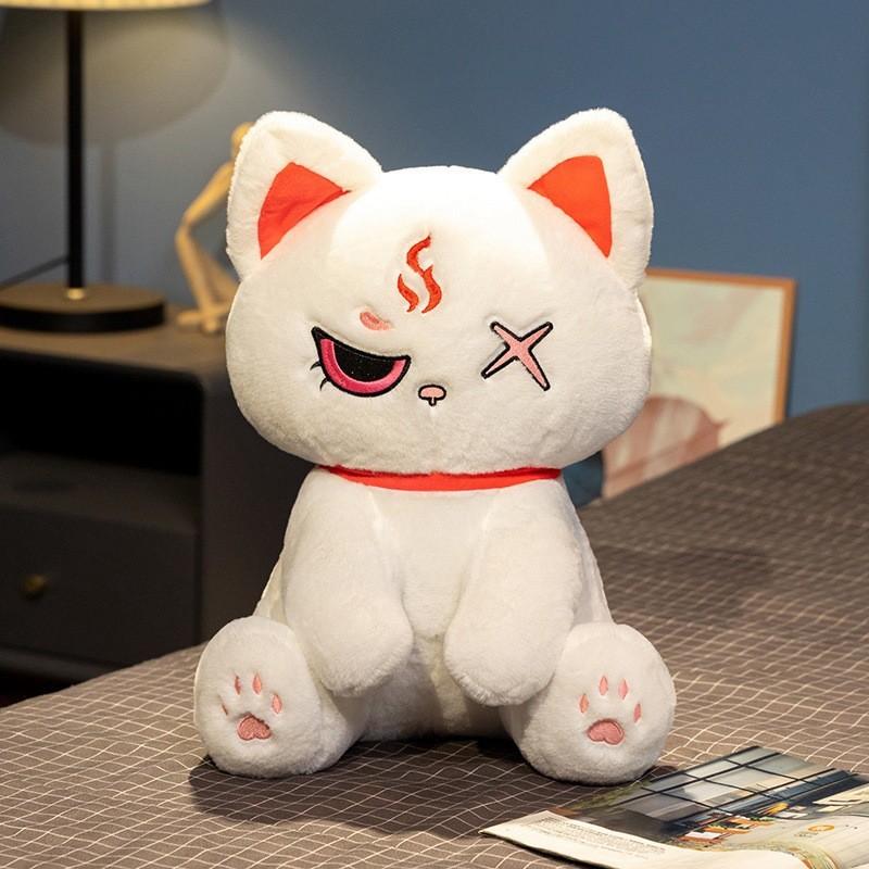 Cute Dark Pirate Cat Plush Toy Cozy Stuffed Animal Pillow For Relaxation And Sleep