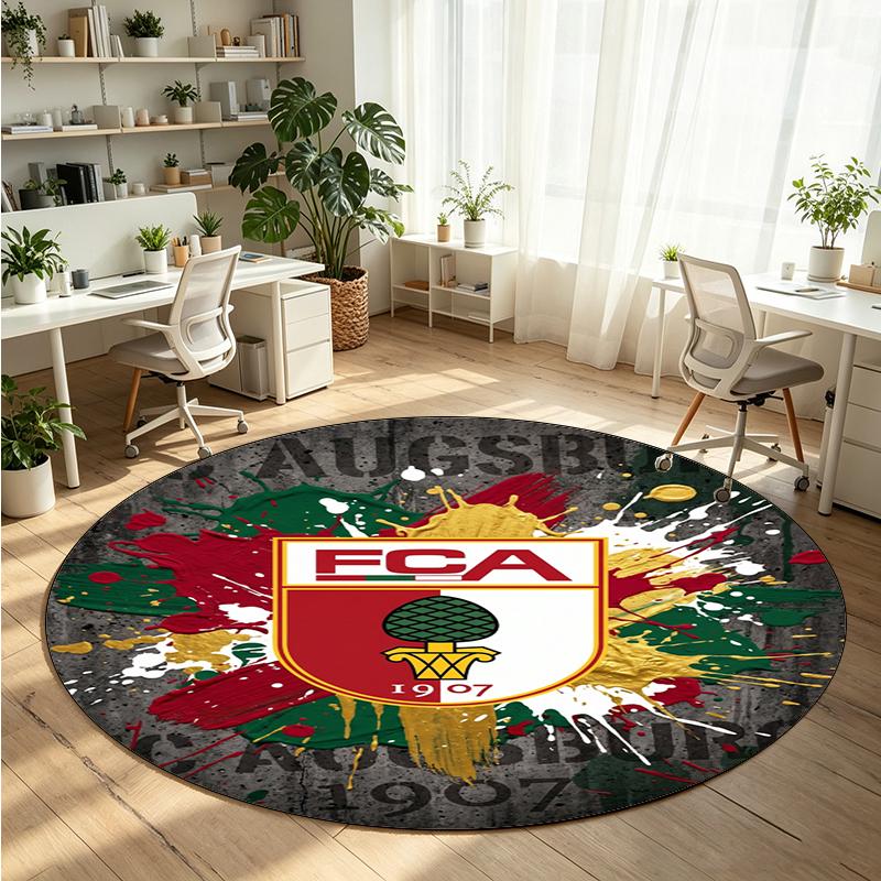 FC Augsburg FC Printed Round Crystal Velvet Rug Soft Non Slip Floor Carpet For Bedroom Holiday Gift