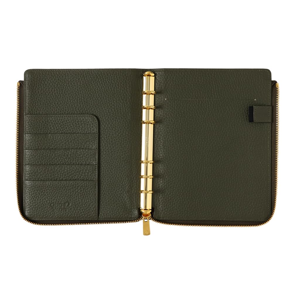 Quo Vadis Обложка органайзера системы из натуральной кожи на молнии Timer17 Tail Хаки QUOVADIS Timer17 qv936lz30kh [Размер Bible/L Обложка]