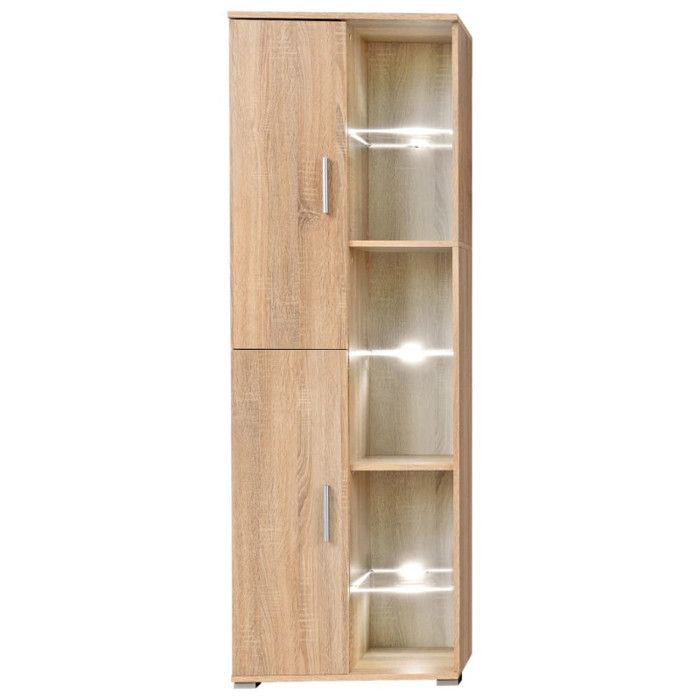 VidaXL TV Wall Unit with LED Lights, Television Cabinet with Shelf, Living Room TV Stand, Modern, Oak 246029