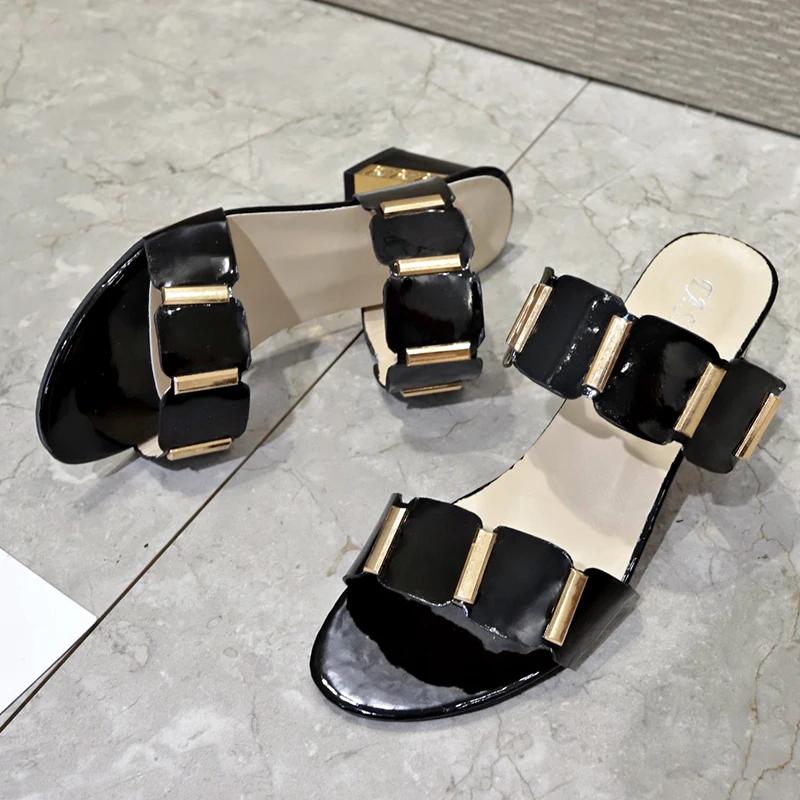 Модные летние женские тапочки на высоком каблуке, открытые туфли Oe для женщин, сандалии с круглым носком и квадратным каблуком, модные шлепанцы для улицы