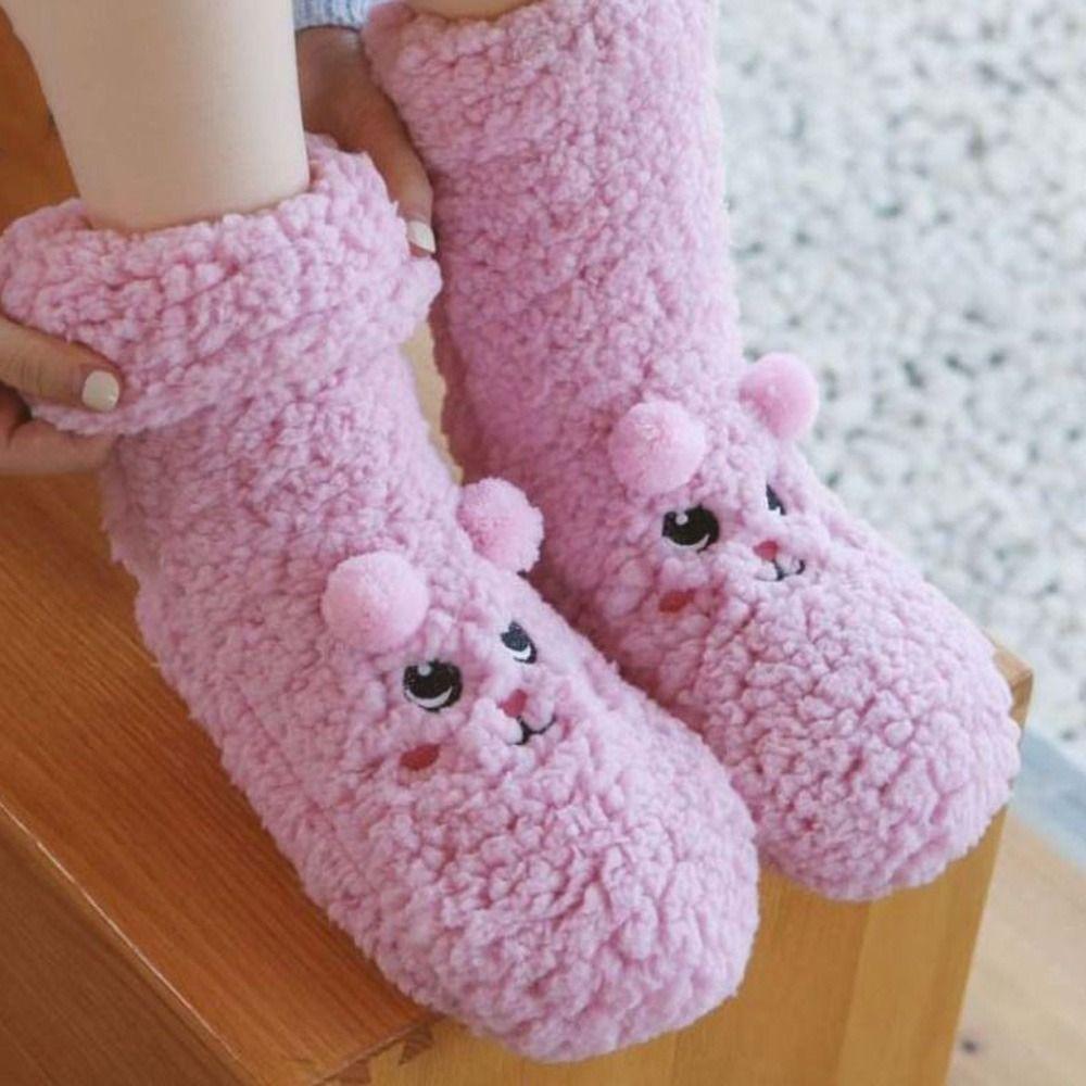 Plush Thick Thermal Socks Cartoon Sleeping Socks Cute Fleece Sock Women  Home