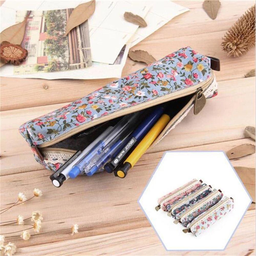 Girl Student Vintage Retro Flower Mini Makeup Bag Cosmetic Bag Pencil Case Pencil Bag Zipper Pouch