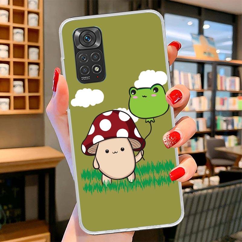 Коттеджкор Лягушка Гриб Кавайный Чехол для Телефона Для Xiaomi Redmi Note 15 14 13 12 11 10 Pro Plus 14S 12S 11S 11T 11E 10S Мягкий