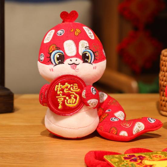 Chinese Style Snake Plush Toy Stuffed Zodiac Snake Mascot Doll Animal Plushie Hanging