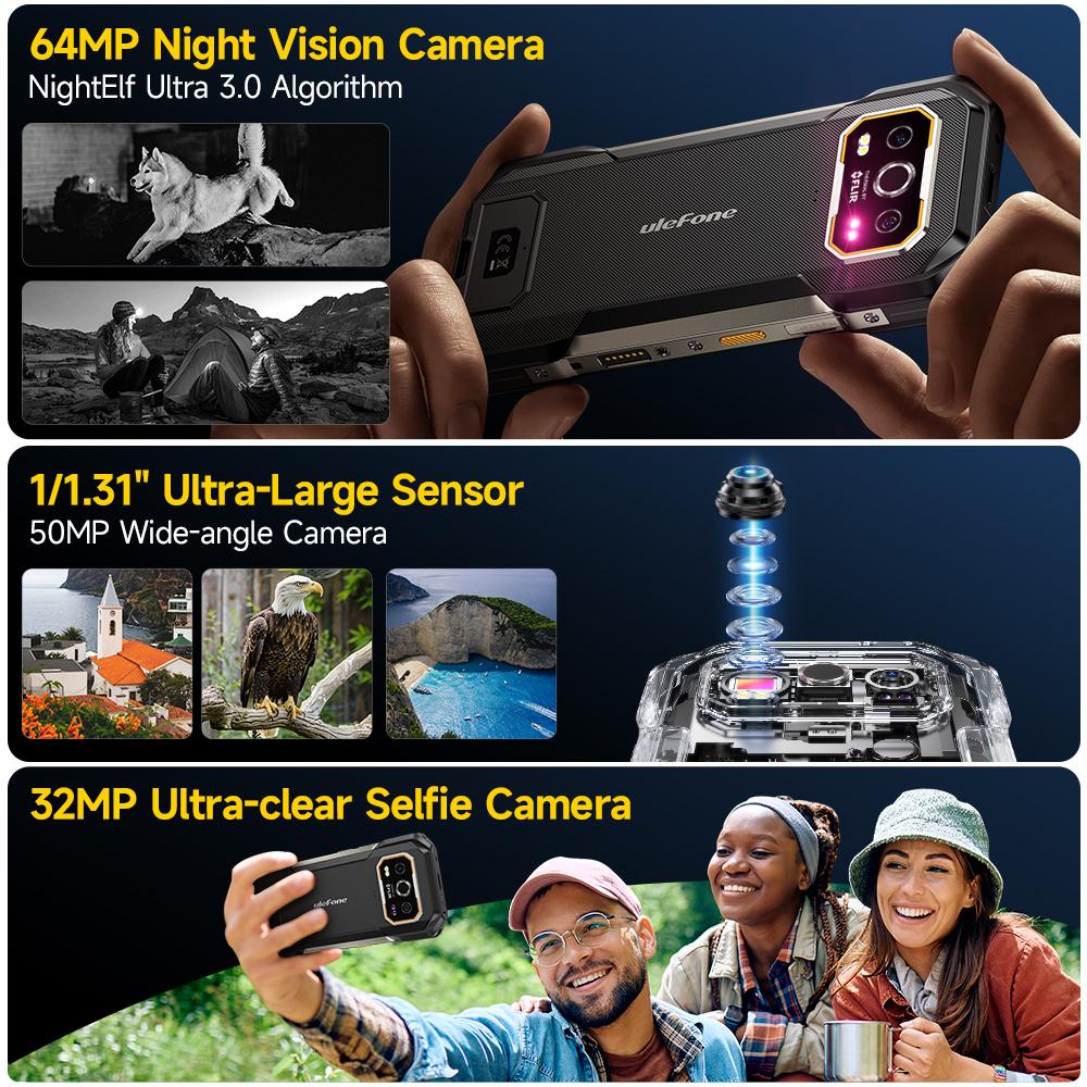 Ulefone Защищенный телефон Armor 27T Pro+ 5G 10600 мАч Android 15 50 МП+64 МП Ночная камера 6,78" 120 Гц 24 ГБ+256 ГБ NFC Мобильный телефон