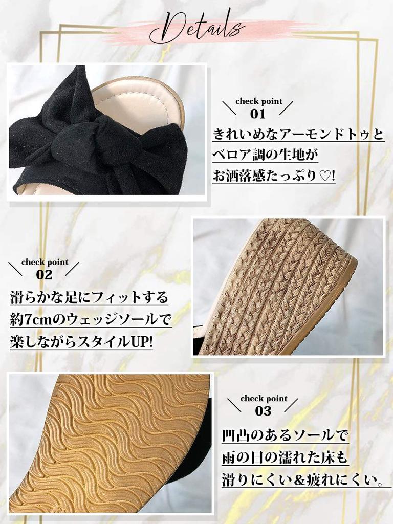 JOSEPHA LORRAINE Platform Wedge Beach Cute Indoor Ribbon Plus Rubber High Platform Easy To Walk Low Genuine Size L Women's Sandals, Heels, Mules,