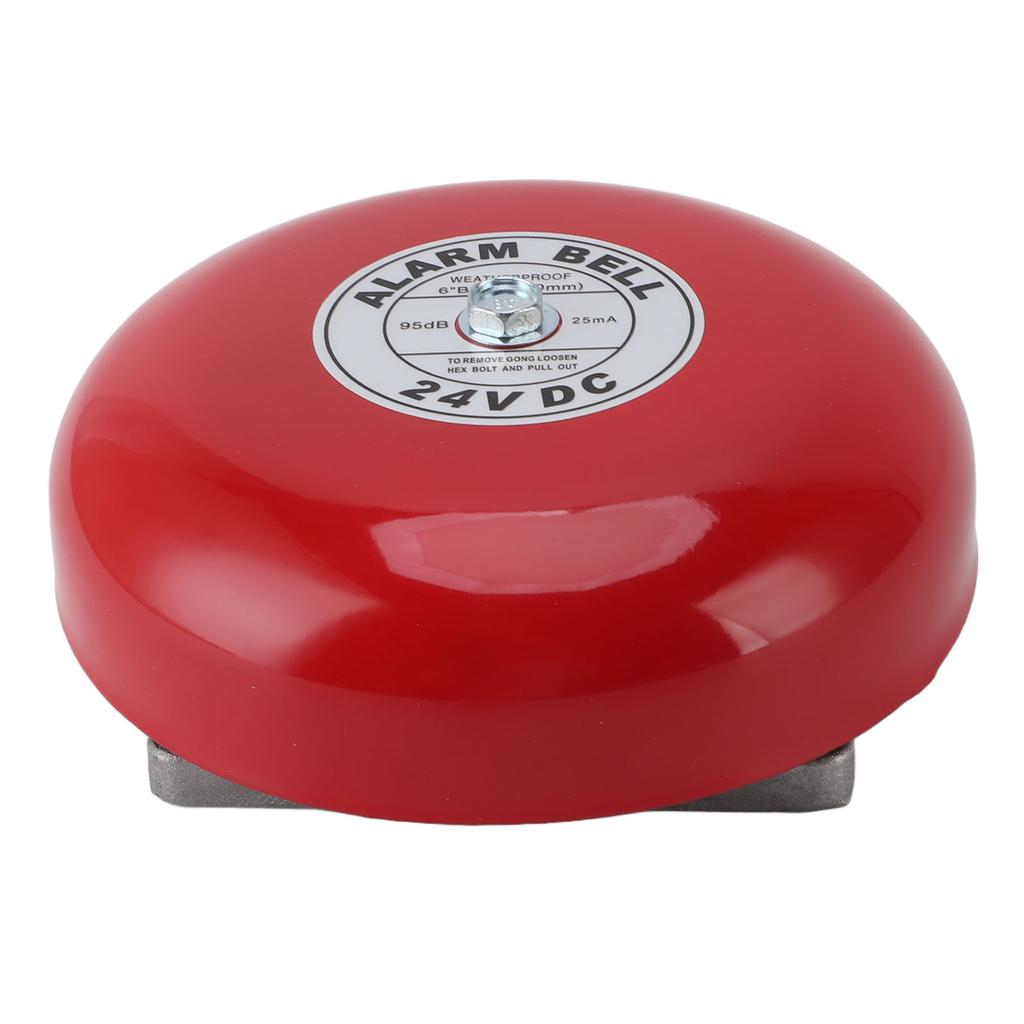 6in Fire Alarm Bell Waterproof Portable Aluminum Alloy 24V Wired Power 95db Loud Security Ringing Bell for School Home