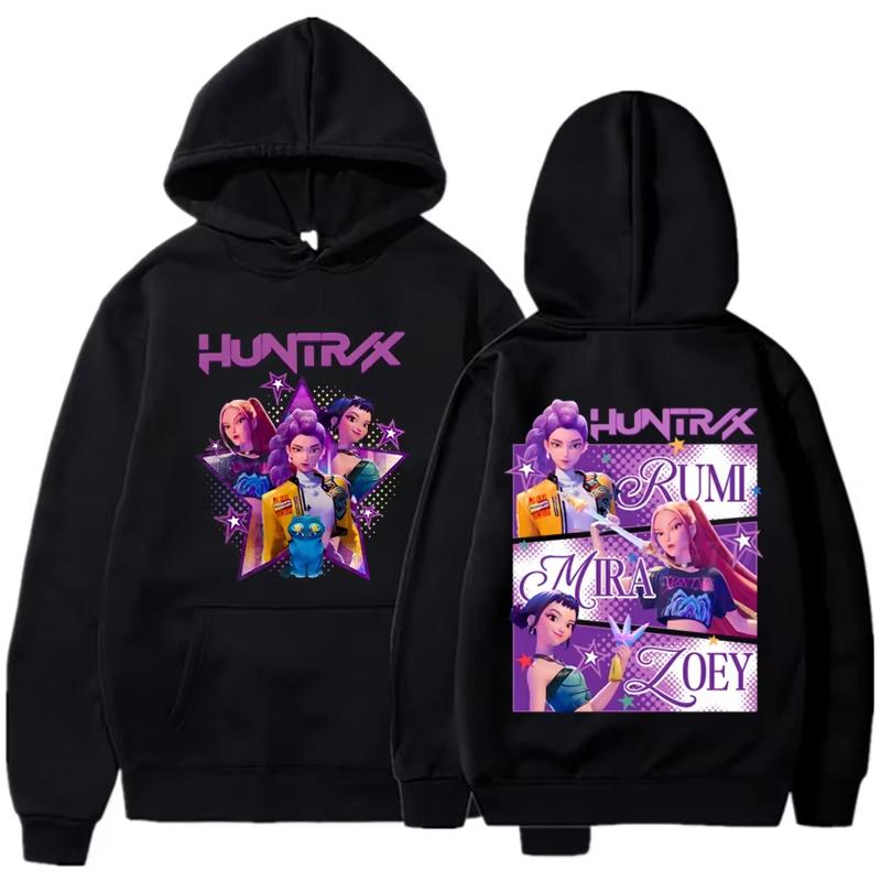 KPop Demon Hunters Huntrix Худи Мужские Женские Повседневные Пуловеры Мира Руми Зои Свитшот с Принтом С Капюшоном Унисекс Мода Уличная Одежда