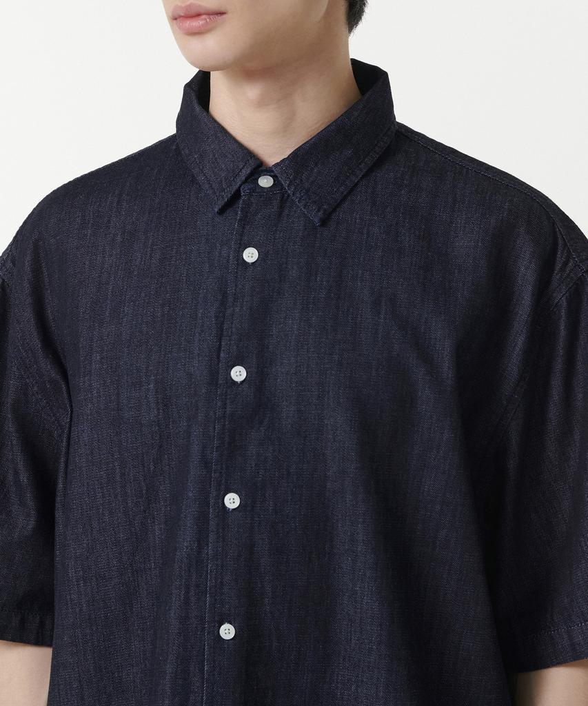 MUSINSA STANDARD Relaxed Short Sleeve Denim Shirt [Deep Indigo]