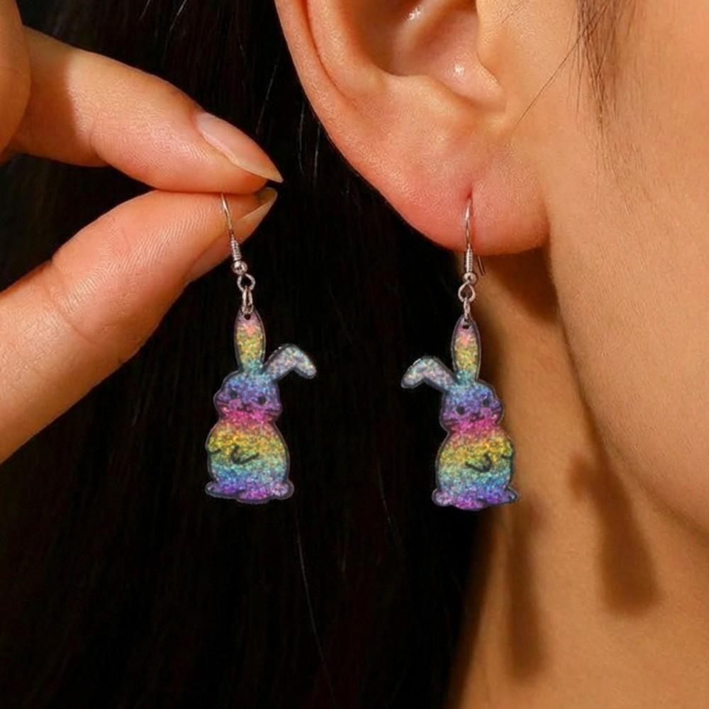 Acrylic Bunny Pendant Earrings Flower Easter Egg Dangle Earrings Easter Egg Earrings Gifts