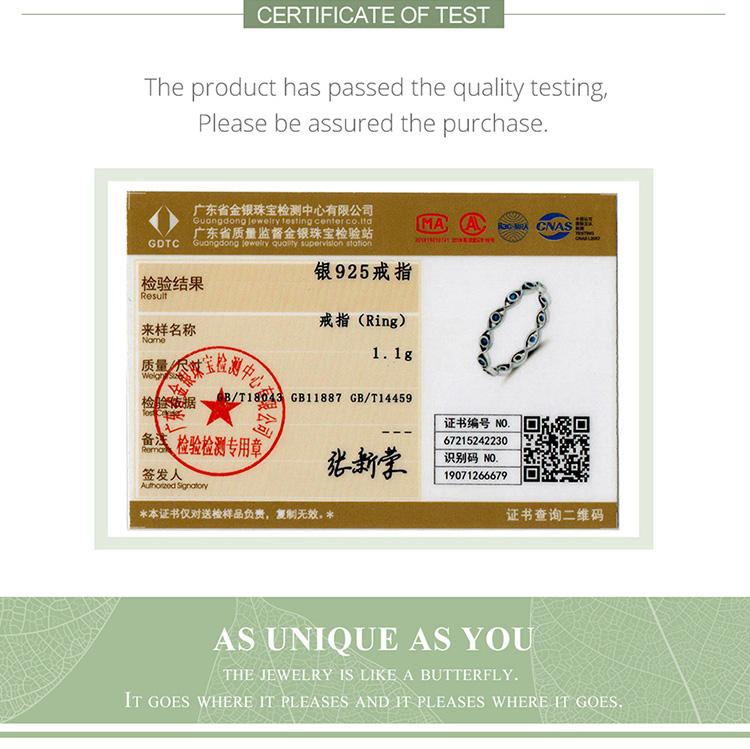 Bamoer 925 Sterling Silver Blue Zircon Demon Eye Element Size 6,7,8 Rings for Women Vintage Fine Jewelry