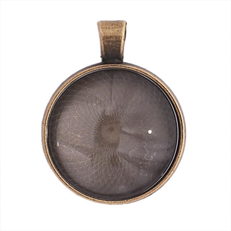 80Pcs Round Pendant Trays Glass Cabochon Base 8 Color Jewelry Making Crafts Gift