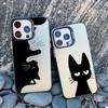 Милый мультяшный черный кот Чехол для телефона iPhone 16 15 Pro Max Plus 14 13 12 11 Pro Max 13 Mini Ударопрочный Лазерный Задняя крышка Funda